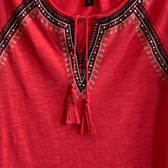Style & Co. Women's Coral Boho Tassel Studded Top Plus Size 1X - Picture 4 of 13